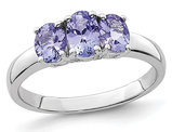 1.15 Carat (ctw) Three Stone Tanzanite Ring in Sterling Silver